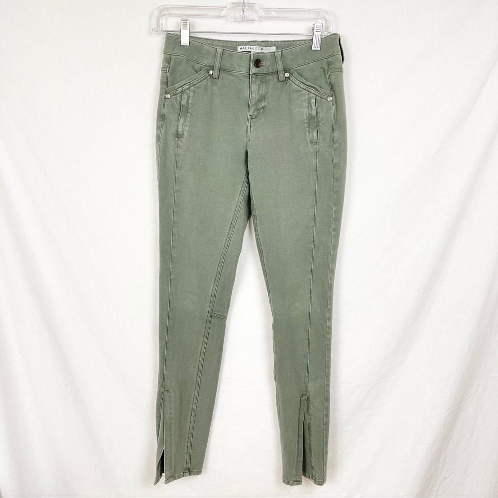 Anthro Marrakech olive green stretch skinny jeans
